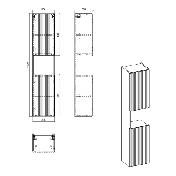 Szafka boczna wisząca wysoka kaszmir 30x140 cm NOVA CASHMERE 80-03-2D, Comad